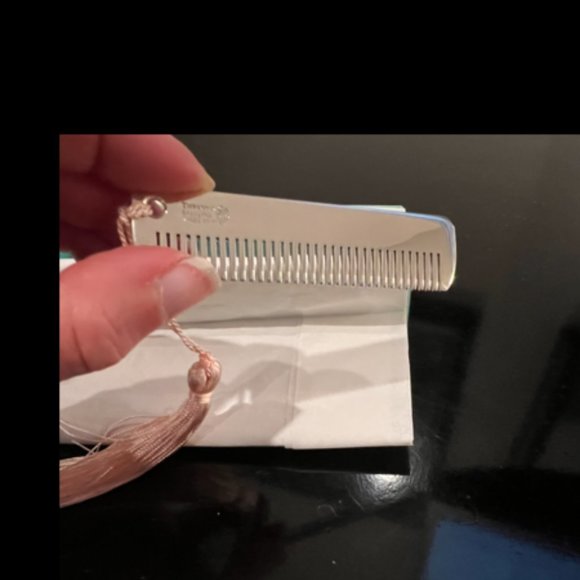 Tiffany & Co. 1837 Baby Comb Sterling Silver w/ Pink Tassel pouch & box included - Picture 3 of 5